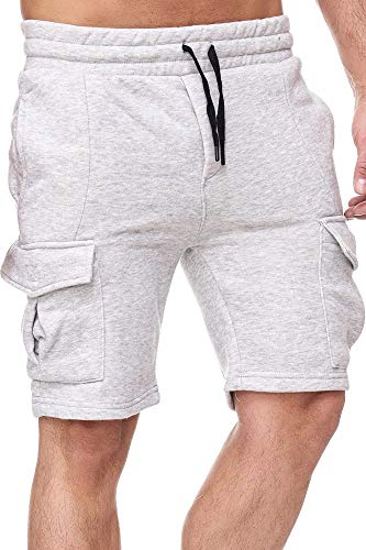 Tazzio Herren Shorts Cargo Hose Cargoshorts Bermuda Sweatshorts Kurze Jogging Hose Jogginghose Fitnesshose Traininghose Sweatpants Sporthose Freizeithose 18605 M2 Grau M von Tazzio