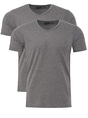 Tazzio Herren T-Shirt V-Ausschnitt V-Neck Shirt 2er-Pack Set E101 Anthrazit S von Tazzio