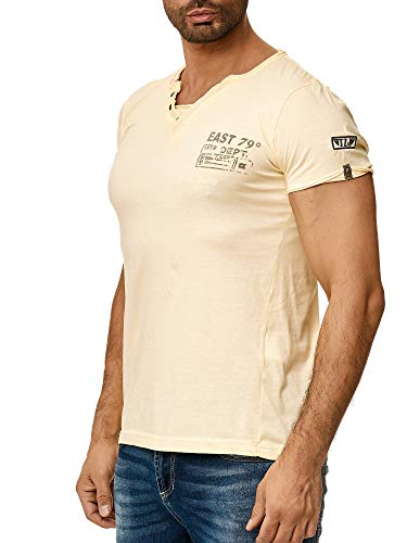 Tazzio Herren T-Shirt mit V-Halsausschitt 4060 Gelb S von Tazzio