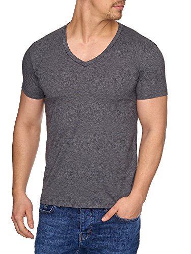 Tazzio Herren V-Kragen V-Neck T-Shirt 17100-Anthrazit-S von Tazzio