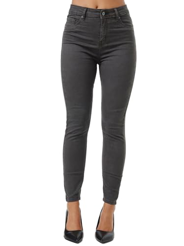 Tazzio Jeans Damen Bootcut Palazzo Tapered Fit Stretch Hose Denim Jeanshose F133 (Anthrazit, 46) von Tazzio