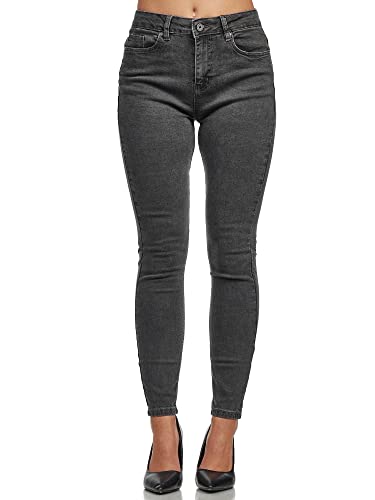 Tazzio Jeans Damen High Waist Denim Slim Skinny Fit Jeanshose Stretch Hose F101 Anthrazit 38 von Tazzio