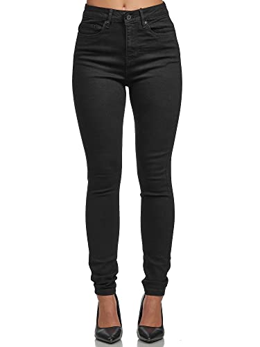 Tazzio Jeans Damen High Waist Denim Slim Skinny Fit Jeanshose Stretch Hose F101 Schwarz 38 von Tazzio