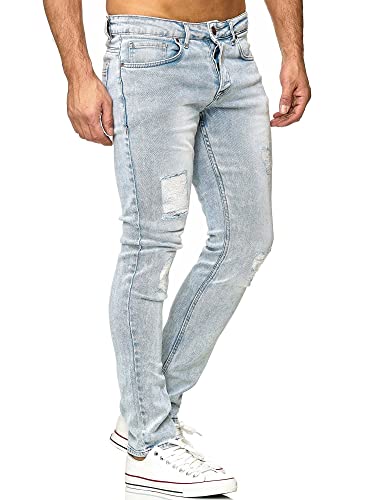 Tazzio Jeans Herren Slim Fit Stretch Jeanshose Hose Denim Destroyed Look 16525 (29W/34L, Hellblau) von Tazzio