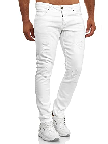 Tazzio Jeans Herren Slim Fit Stretch Jeanshose Hose Denim Destroyed Look 16525 (34W/32L, Weiß) von Tazzio