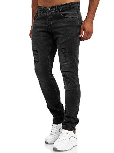 Tazzio Jeans Slim Fit Herren Destroyed Jeanshose Schwarz M525-1 Schwarz 29/30 von Tazzio