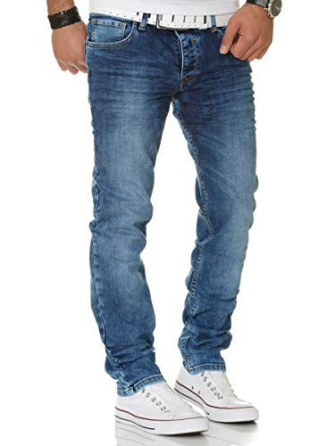 Tazzio Jeans Slim Fit Herren Jeanshose Stretch Designer Hose Denim Blau-1 32W / 32L von Tazzio