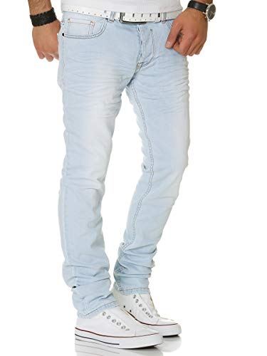 Tazzio Jeans Slim Fit Herren Jeanshose Stretch Designer Hose Denim Hellblau 33W / 32L von Tazzio
