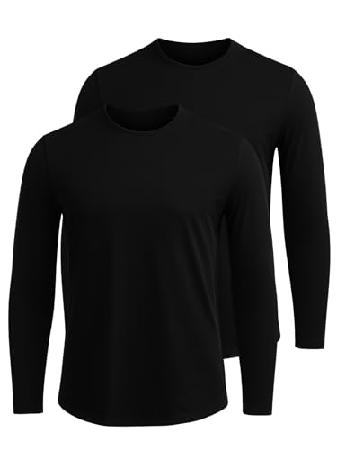 Tazzio Langarmshirt (2er-Pack) Herren Langarm Shirt, Rundhalsausschnitt, unifarben E108 (Schwarz, M) von Tazzio