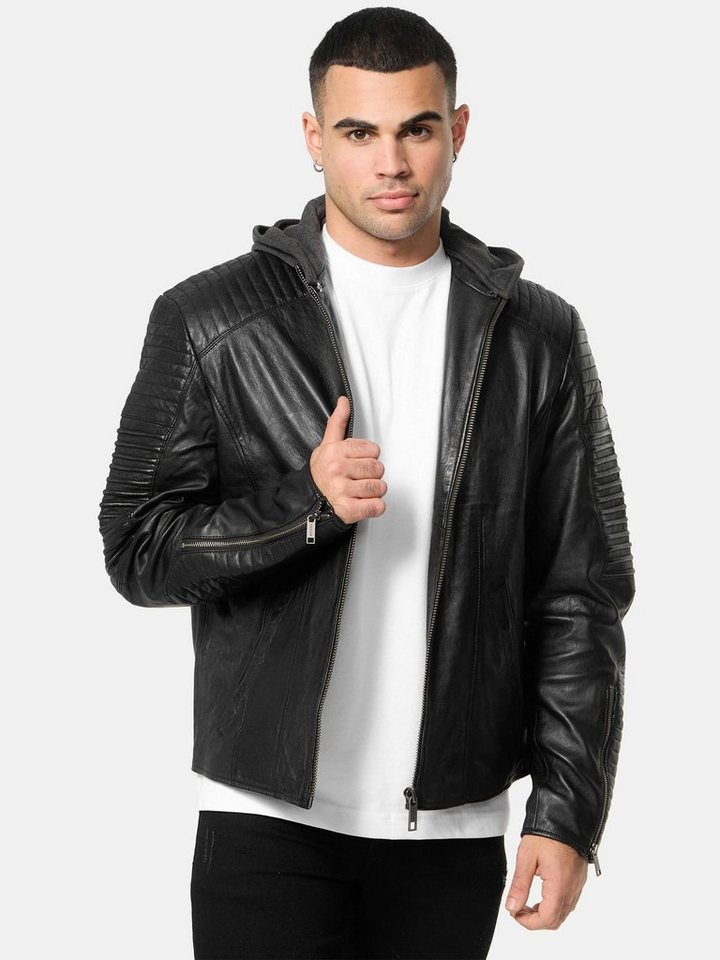 Tazzio Lederjacke A800 Biker-Look mit abnehmbarer Kapuze von Tazzio