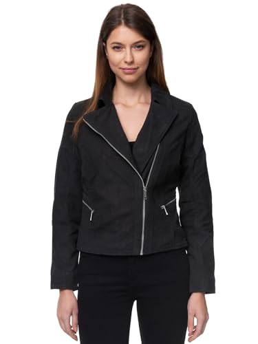 Tazzio Lederjacke Damen Leder Jacke Echtleder Biker Look F500 (Petrol, M) von Tazzio