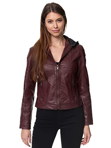 Tazzio Lederjacke Damen Leder Jacke Echtleder Biker Look F503 (Bordo, XL) von Tazzio