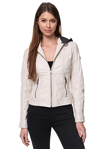 Tazzio Lederjacke Damen Leder Jacke Echtleder Biker Look F503 (Weiß, XS) von Tazzio