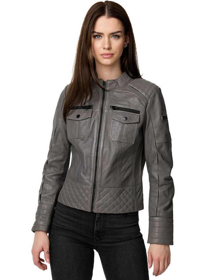 Tazzio Lederjacke F524 moderne & zeitlose Damen Jacke im Biker Look von Tazzio