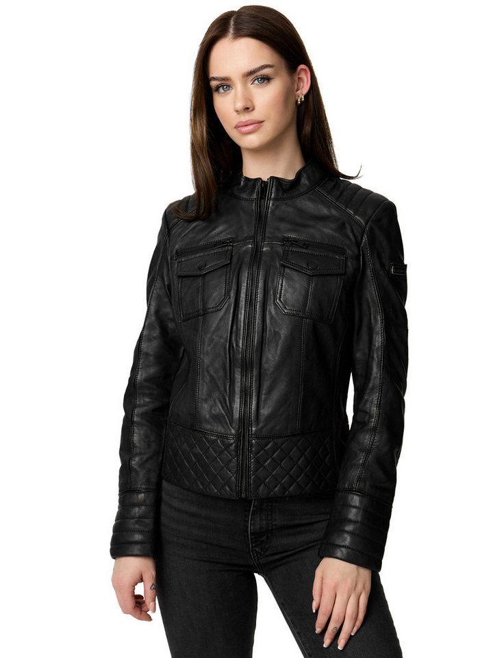 Tazzio Lederjacke F524 moderne & zeitlose Damen Jacke im Biker Look von Tazzio