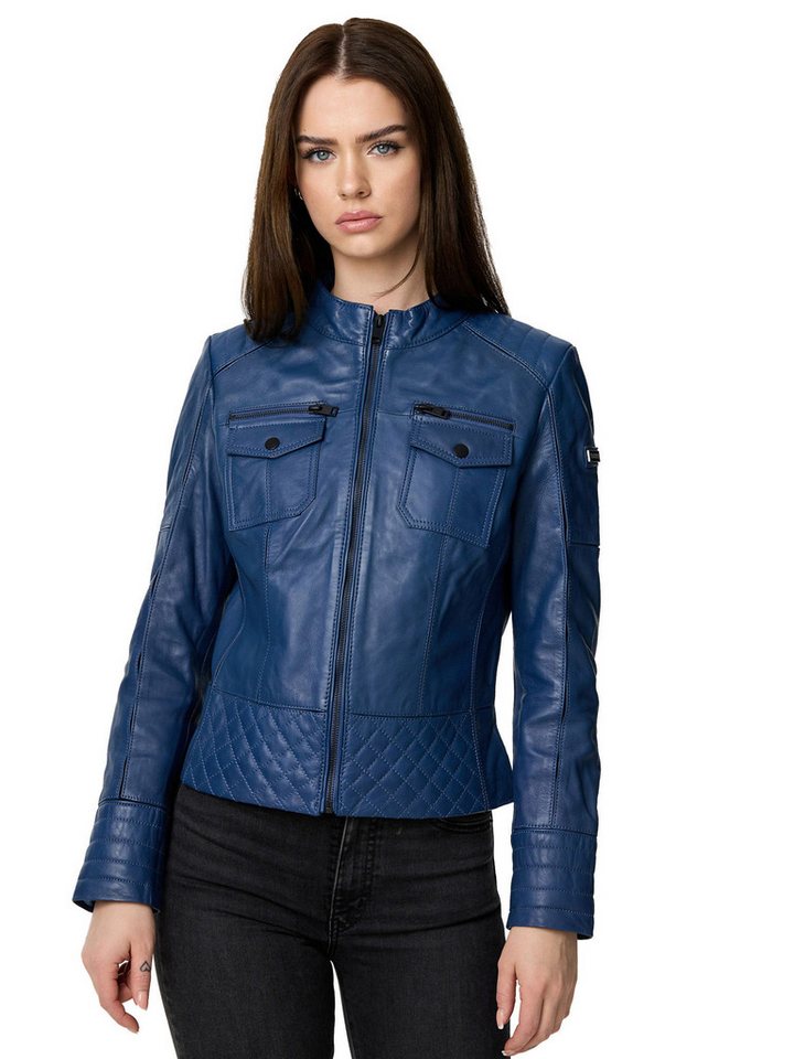 Tazzio Lederjacke F524 moderne & zeitlose Damen Jacke im Biker Look von Tazzio