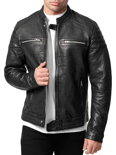 Tazzio Lederjacke Herren Leder Jacke Echtleder Fell A803 (Schwarz, M) von Tazzio