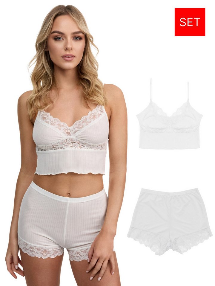 Tazzio Shorty Nachtwäsche-Set F921 (Set, 2 tlg) Ripp-Optik mit Spitze von Tazzio