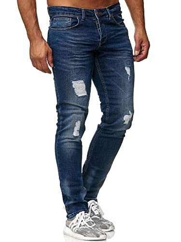 Tazzio Jeans Herren Slim Fit Stretch Jeanshose Hose Denim Destroyed Look 16525 (38W/30L, Blau) von Tazzio