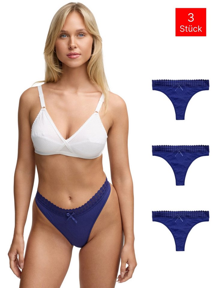 Tazzio String 3er-Pack Damen Tanga F927 (Packung, 3-St) Spitzen-Detail am Bund & String-Schnitt von Tazzio