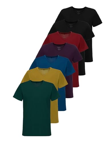Tazzio T-Shirt Herren 7er-Pack V-Ausschnitt Shirt V-Neck Basic E107 (Mix TZJ-4, XXL) von Tazzio