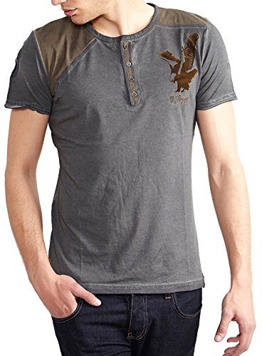 Tazzio T-Shirt Herren Kontrast Vintage Look Rundhals Shirt TZ-15117 Anthrazit M von Tazzio