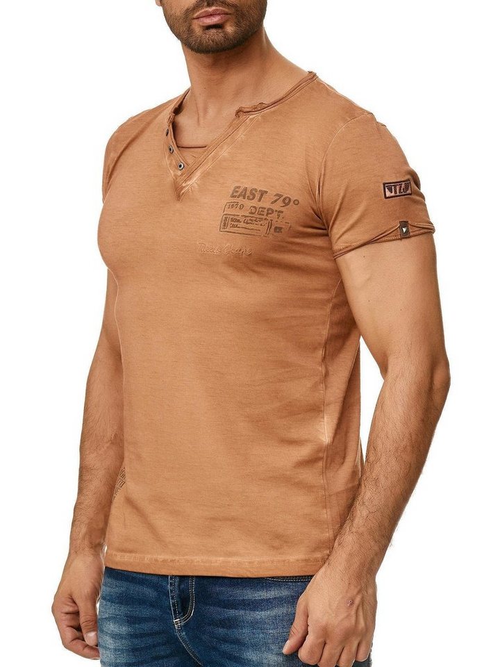 Tazzio V-Shirt 4060 außergewöhliches T-Shirt in dezentem Used Look & Ölwaschung von Tazzio