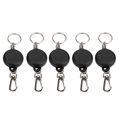5 Stück Einziehbarer Schlüsselanhänger Retractable Schlüsselanhänger Heavy Duty Hochwertiger, 60cm Stahldrahtseil Einziehbarer Schlüsselanhänger Stretching Keys Clasp Anti-Lose Keyring für Ausweis(5 von Tbest