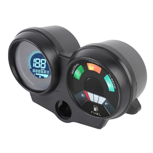 LCD-Digital-Kilometer Zähler, Motorrad-Tachometer LCD-Digital-Kilometer Zähler Kraftstoffs Tand Messer 7 Farben Einstellbare Universal Anzeige DC 12V Multifunktional von Tbest