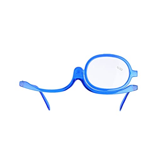 Schminkbrille,Schminkbrille 2,0,5,Ss,Rotierende Brillen,Brille Für Augen Make-Up,Make-Up-Brille,Make-Up-Brille Vergrößern Augen-Make-Up-Brille Einzelne Linse Rotierende Brille Frauen Makeup (Blau) von Tbest