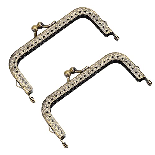 Tbest Metall Square Bag Griff Geprägtes DIY -Handtasche -Zubehör Zum Nähen Schneidermaterial, Grüner Bronze Geldbörse Rahmen für Attraktive Brieftaschen und DIY Projekte (10,5 cm) von Tbest