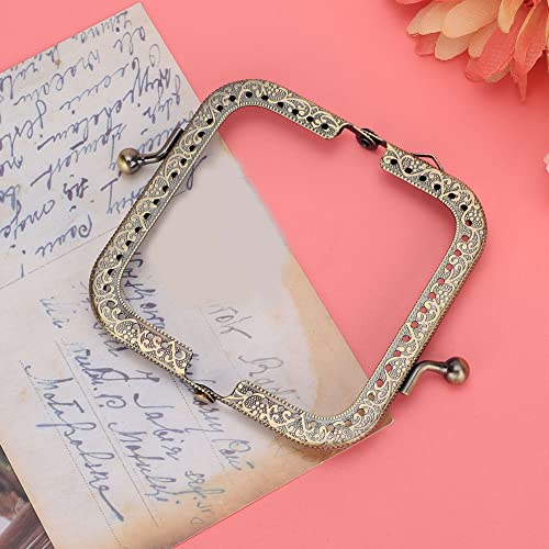 Tbest Metall Square Bag Griff Geprägtes DIY -Handtasche -Zubehör Zum Nähen Schneidermaterial, Grüner Bronze Geldbörse Rahmen für Attraktive Brieftaschen und DIY Projekte (8.5CM) von Tbest