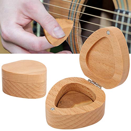 Tbest Musikalische Holzgitarren -Picks -Hälfte Halterbehälter, Gitarren Picks Organizer Box Holzkorn von Tbest
