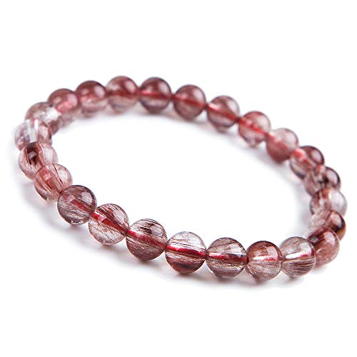 Tbkoly Echte natürliche rote Rutilquarz-Kristall-runde Perlen-Frauen-Mann-Armband aus Brasilien 8 mm AAAA von Momolaa