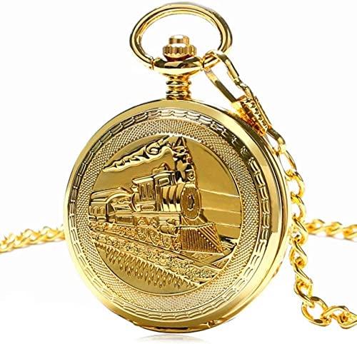 Tbkoly Klassisch geformte Taschenuhr Armbanduhr Taschenuhr Taschenuhr Handaufzug Uhr Lokomotive Motorkette Doppeljäger Geschenk Laufen Dampfzug mechanische Taschenuhr von Tbkoly