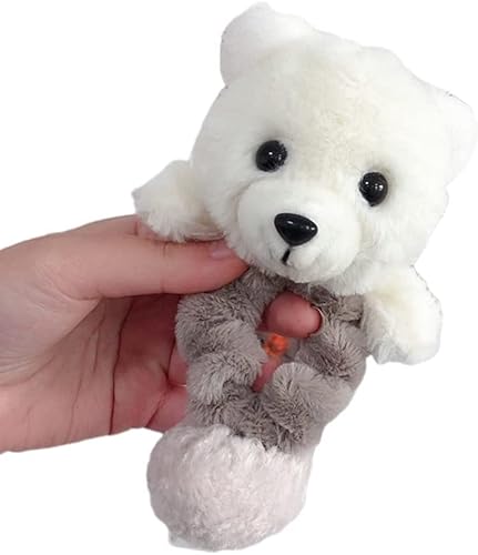 Tbkoly Winter Plüsch Haarnadeln Krallen Scrunchies, elastische Haargummis für Mädchen, Bärenhaarseile, pelzige Kugelhaargummis, Cartoon-Haarbänder, Zubehör (Farbe: W) von Tbkoly