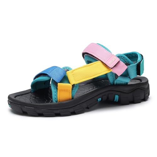 TcIFE Damen Sandalen für Wandern und Trekking Freizeit Outdoor Sport Sandale mit Bogenstütze Sommer Offen Zehen Verstellbare Klett Wasserschuhe von TcIFE