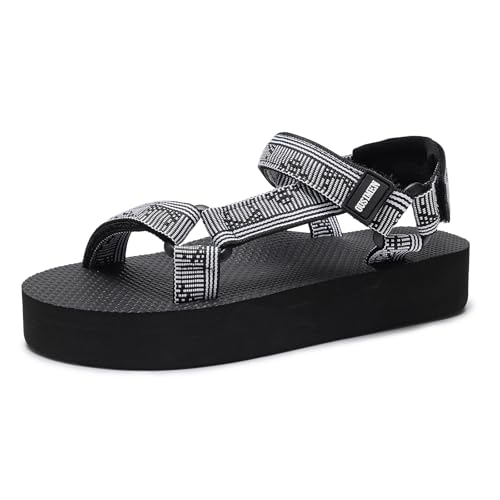 TcIFE Damen-Sportsandalen, Wandersandalen mit Fußgewölbeunterstützung, Outdoor, leichte, lässige Sportsandalen, Sandalen mit dicken Sohlen von TcIFE