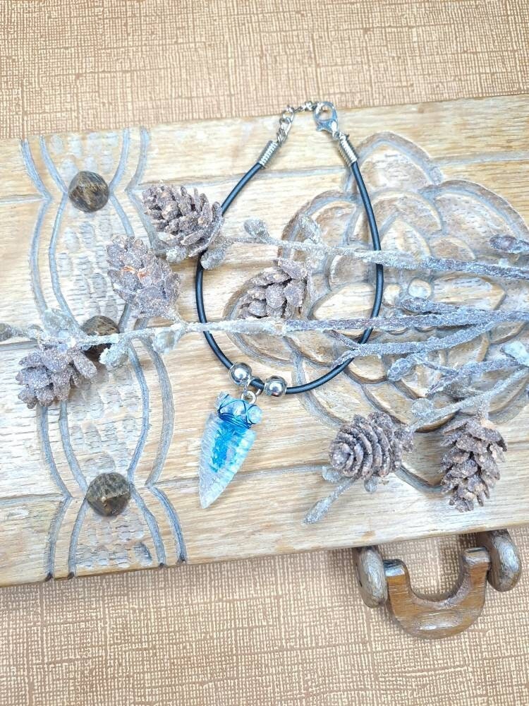 Armband Pfeilspitze Haizahn Gießharz Kunstleder Schwarz Geschenk Für Ihn von TcheersHandmades