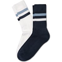 2 Paar Rippstrick-Socken, blau und weiß von Tchibo