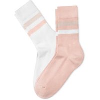 2 Paar Rippstrick-Socken, rosé und weiß von Tchibo