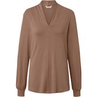 Langarmshirt mit V-Ausschnitt, beige von Tchibo