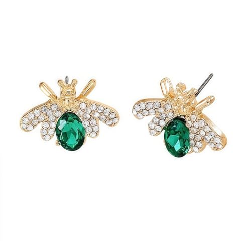 Kristall Biene Ohrstecker Goldton Grün Smaragd Stein Strass Ohrringe für Frauen Kristall Biene Ohrstecker Goldton Grün Smaragd Stein Strass Ohrringe für Frauen von Tckyi
