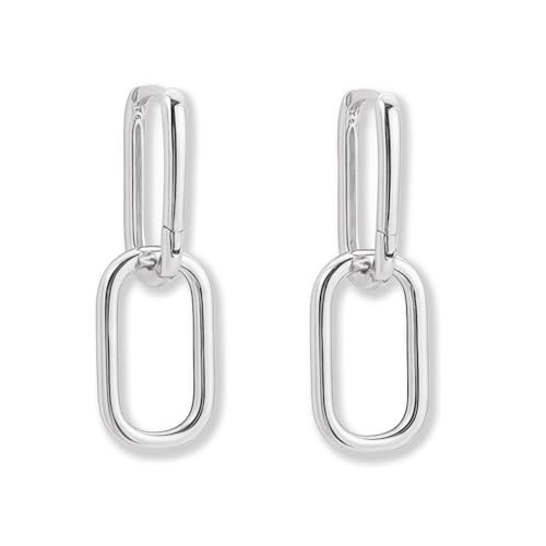 Kristall-Büroklammer-Ohrringe, 14 Karat Gold und versilberte Strass-Kettenglieder, baumelnde Kreolen, Large, Kupfer, Zirkonia Kristall-Büroklammer-Ohrringe, 14 Karat Gold und versilberte Strass-Kettenglieder, baumelnde Kreolen, Large, Kupfer, Zirkonia von Tckyi