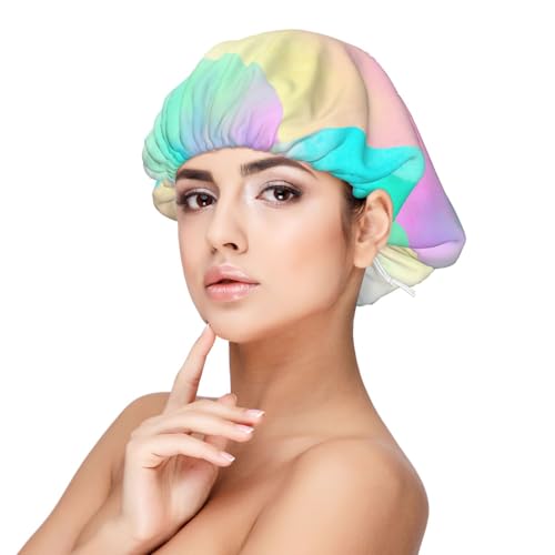 Buntes Pastell-Zeichenpapier Regenbogen,Verstellbare Seiden-Haarhaube für Erwachsene, Satin-Schlafmütze, elastische Schlafhaube für Damen von Tcoay