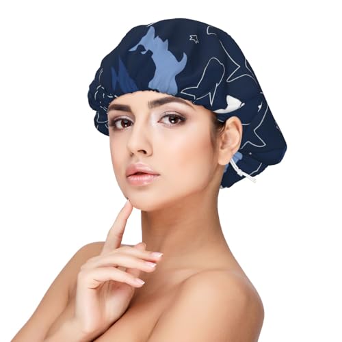 Hai-Tiermuster,Verstellbare Seiden-Haarhaube für Erwachsene, Satin-Schlafmütze, elastische Schlafhaube für Damen Hai-Tiermuster,Verstellbare Seiden-Haarhaube für Erwachsene, Satin-Schlafmütze, elastische Schlafhaube für Damen von Tcoay