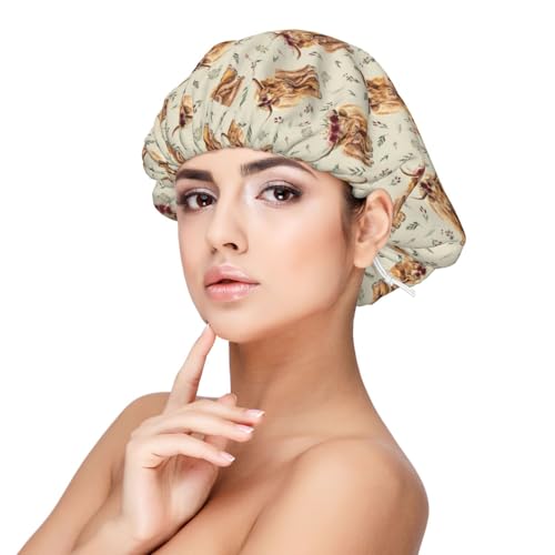 Highland Floral Kuh auf Tan,Verstellbare Seiden-Haarhaube für Erwachsene, Satin-Schlafmütze, elastische Schlafhaube für Damen Highland Floral Kuh auf Tan,Verstellbare Seiden-Haarhaube für Erwachsene, Satin-Schlafmütze, elastische Schlafhaube für Damen von Tcoay