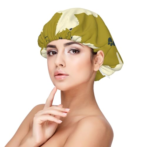 Hund Silhouette West Highland Tier Westen,Verstellbare Seiden-Haarhaube für Erwachsene, Satin-Schlafmütze, elastische Schlafhaube für Damen von Tcoay