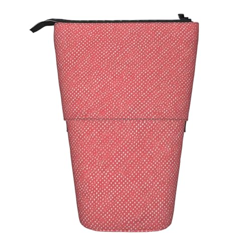 Rote und weiße Tupfen, stehender Stifthalter, Schreibwarentasche, Stiftetasche, Organizer, Teleskop-Stifteetui von Tcoay