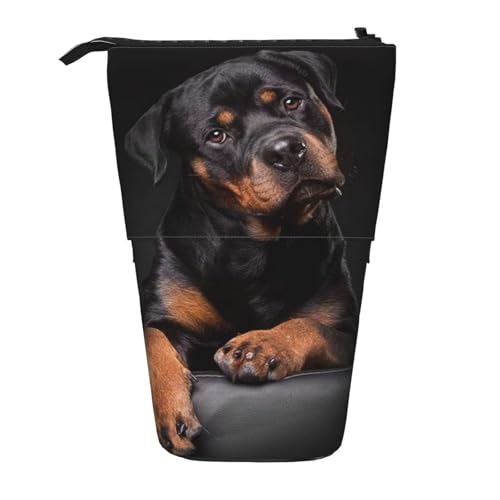Rottweiler liebend, selbstbewusst und treu, stehender Stiftehalter, Schreibwarentasche, Stiftetasche, Organizer, Teleskop-Stifteetui von Tcoay